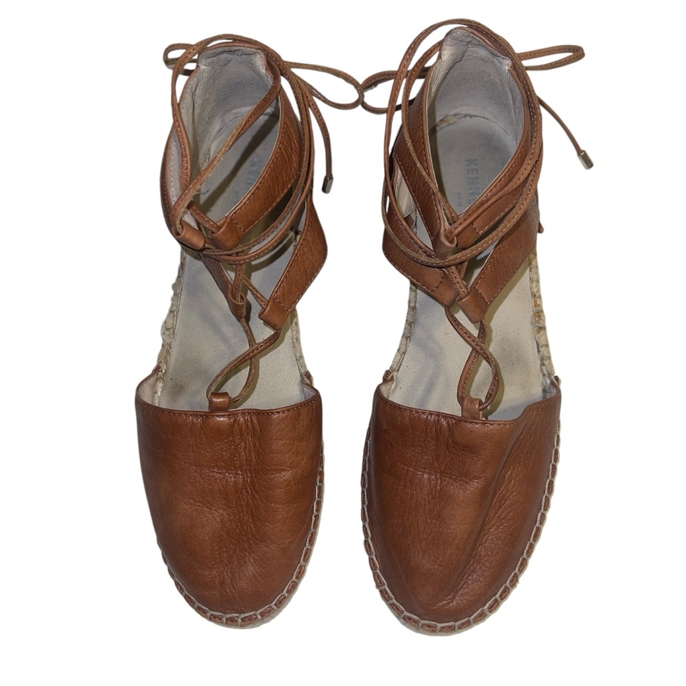 Kenneth Cole Women's Cognac Leather Beverly Espadrille Flats Sz 8M